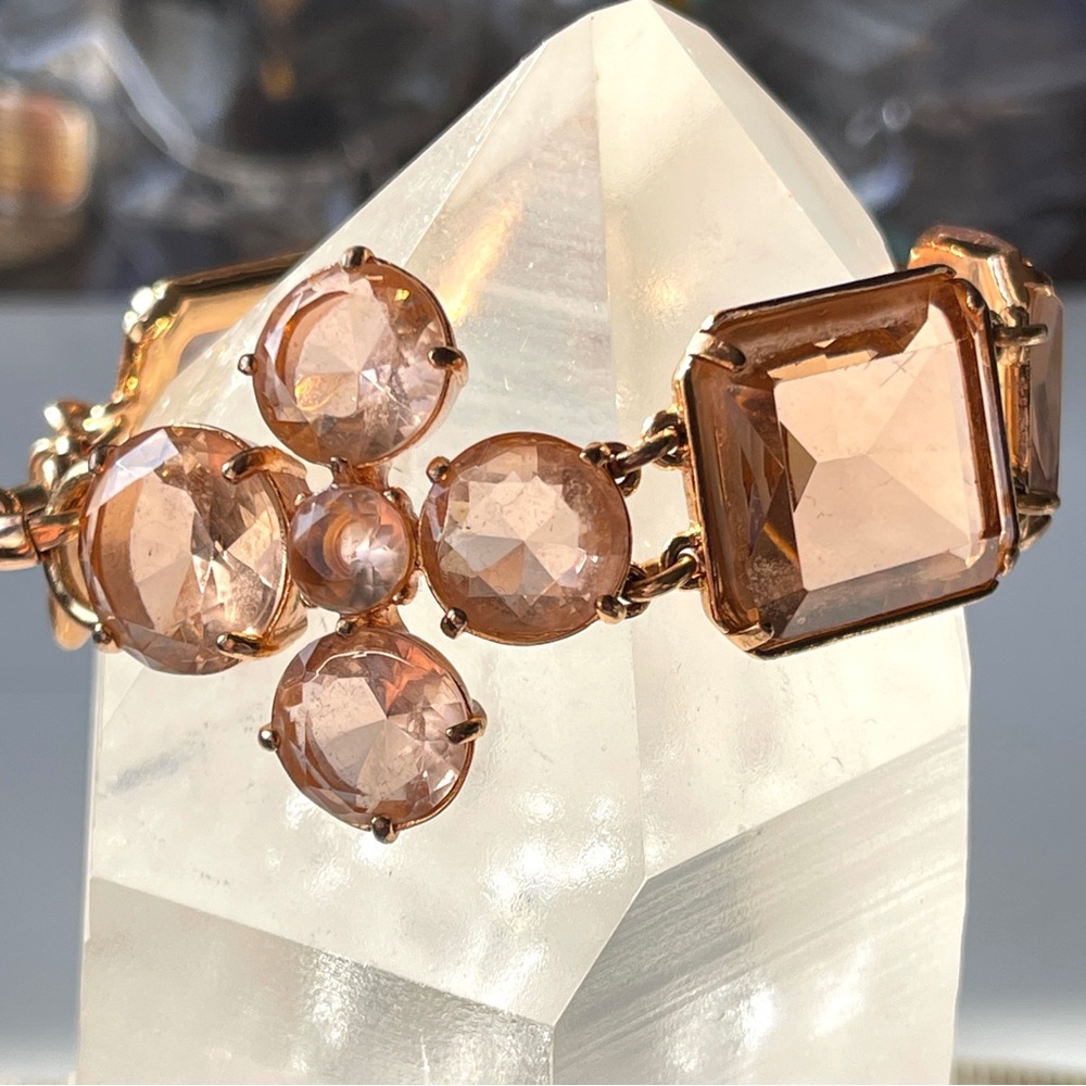 Peach Bellini crystal bling J. Crew bracelet with faux rose gold